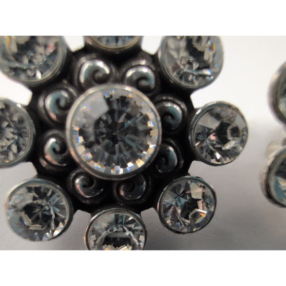 Brighton Vintage Crystal Clip Earrings rubber clip Dazzle nice! sparkly! - Picture 7 of 10